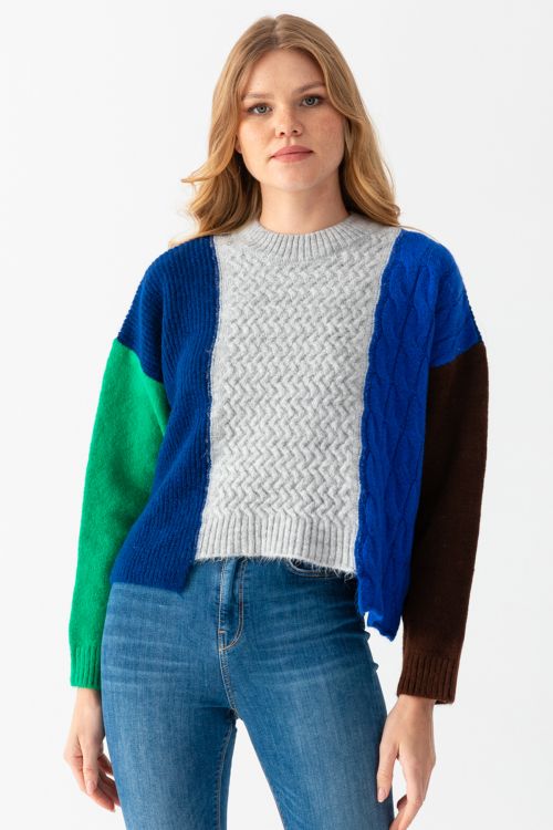 Color Block Crop Sweater