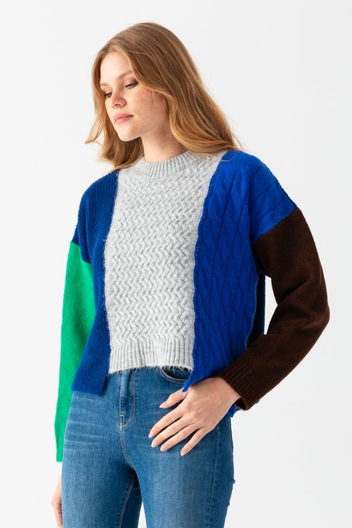 Color Block Crop Sweater